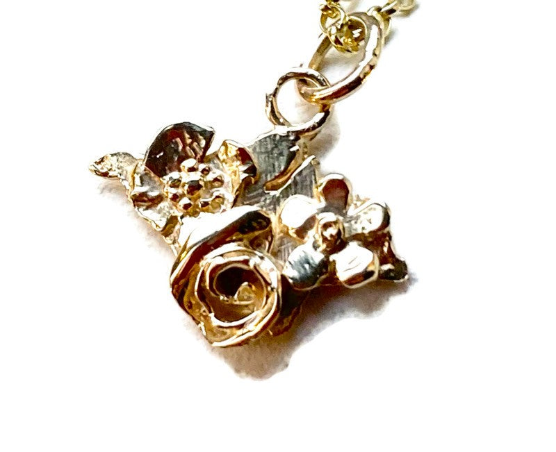 Gold Isle of Wight Floral Silhouette Pendant