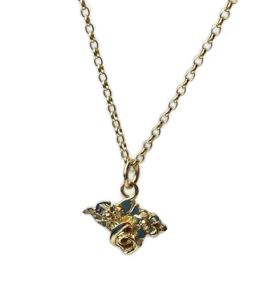 Gold Isle of Wight Floral Silhouette Pendant