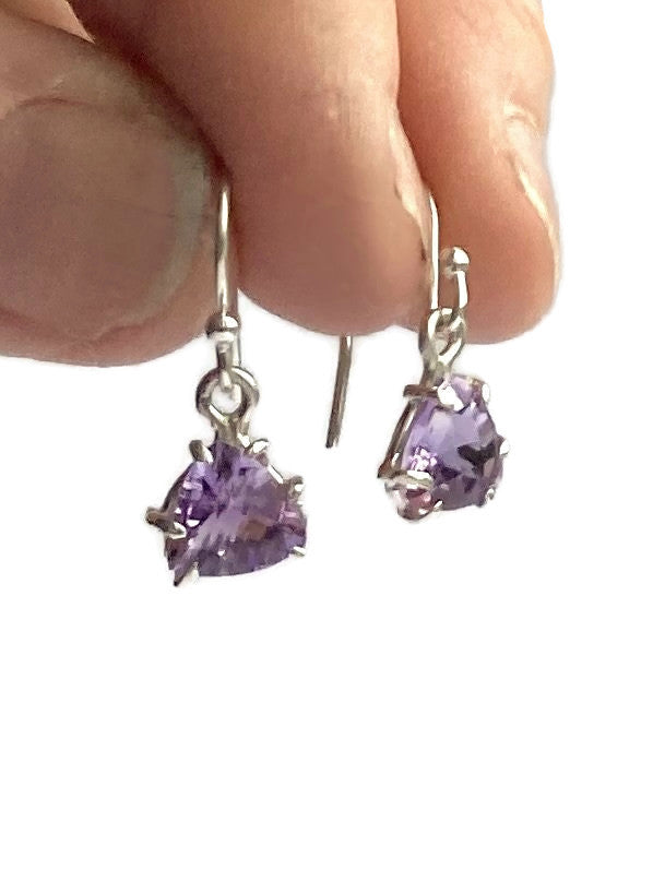 Amethyst Trillion Claw Set Drop Earrings