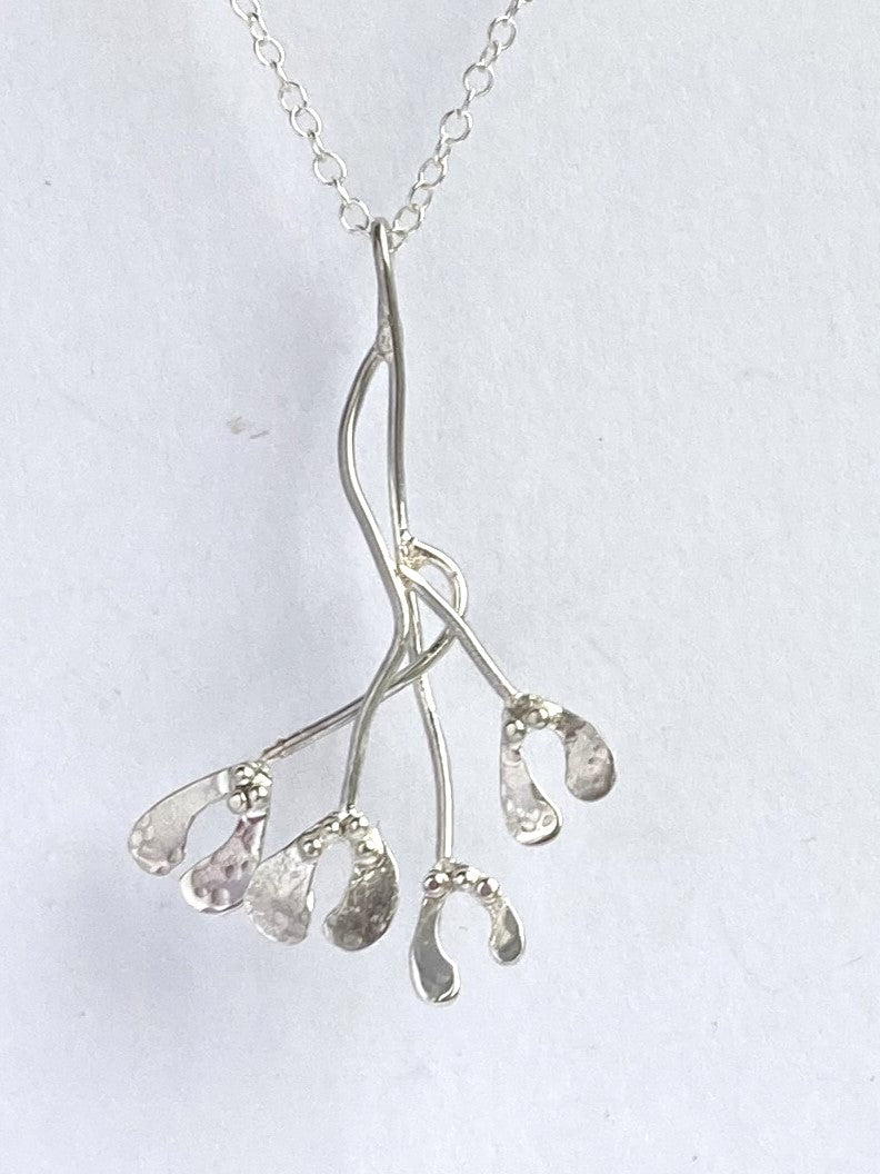 Festive Mistletoe Sprig Pendant, winter jewellery