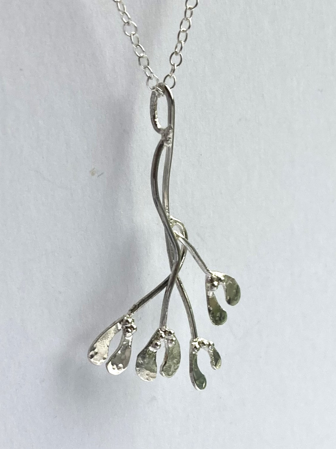 Festive Mistletoe Sprig Pendant, winter jewellery