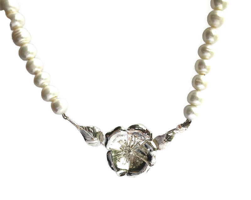 Freshwater Pearl and Rose Statement Necklace