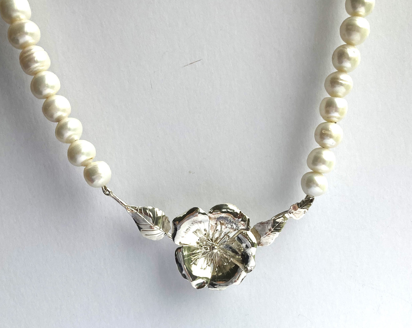 Freshwater Pearl and Rose Statement Necklace