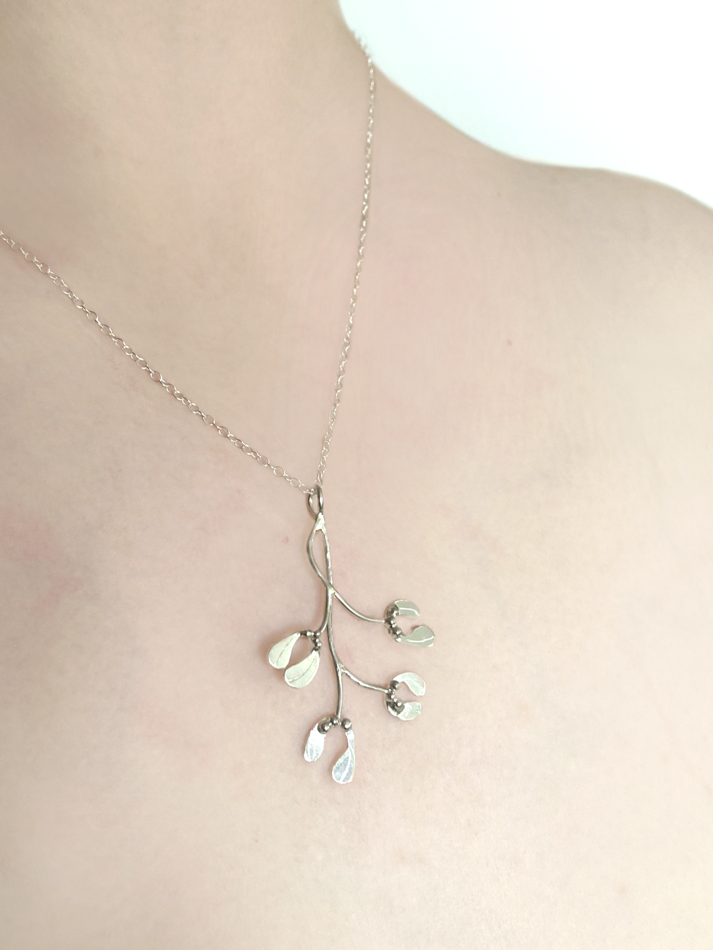 Festive Mistletoe Sprig Pendant, winter jewellery