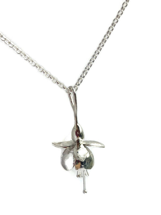 single handmade silver fuchsia pendant and chain