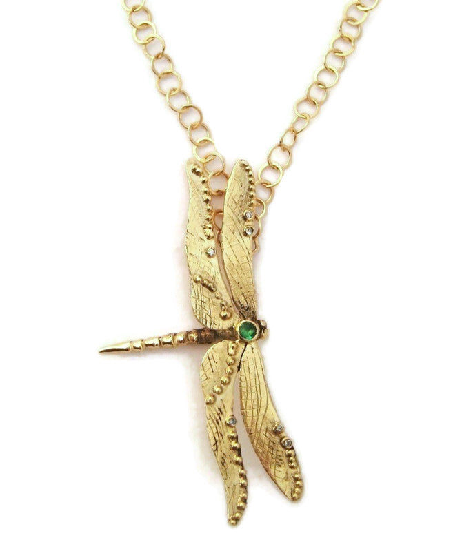 20MM 14K Solid Gold Dragonfly Pendant with ZC | Yellow Gold Pendant | –  YanYa